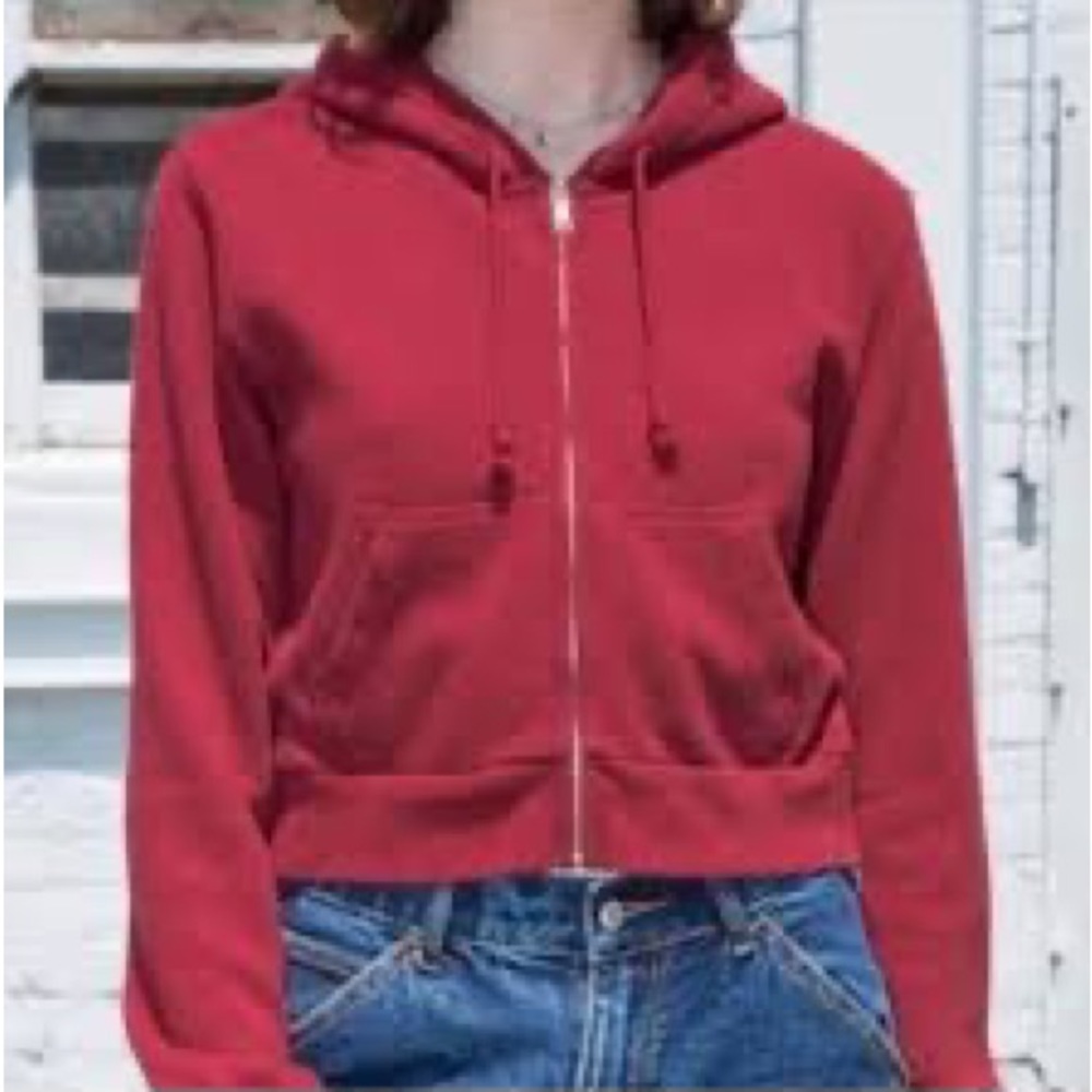 ✨Rare✨ Brandy Melville RED Cropped Crystal Hoodie!❤️‍🔥